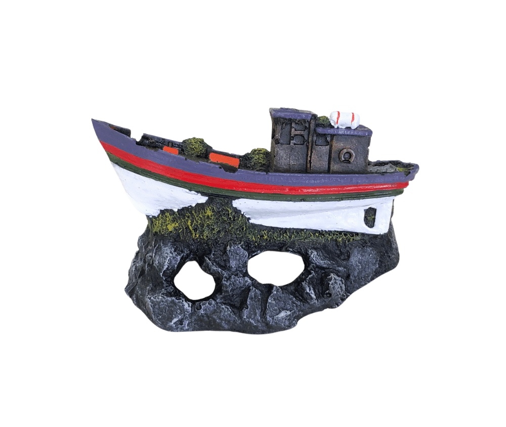 Enfeite Barco Pesqueiro (15cm x 7cm x 10cm)
