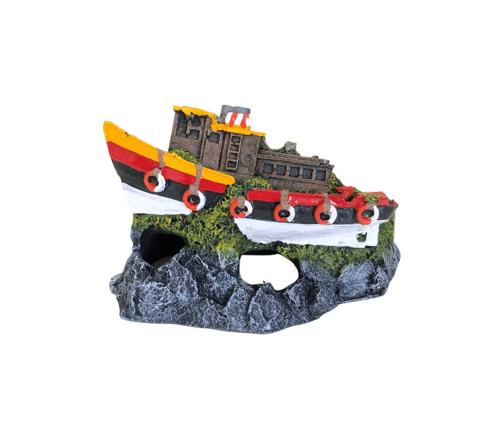 Enfeite Barco Rebocador (15cm x 7cm x 10cm)