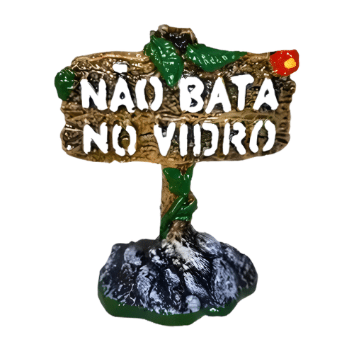 Enfeite Placa Não Bata no Vidro | 6cm x 9,5cm