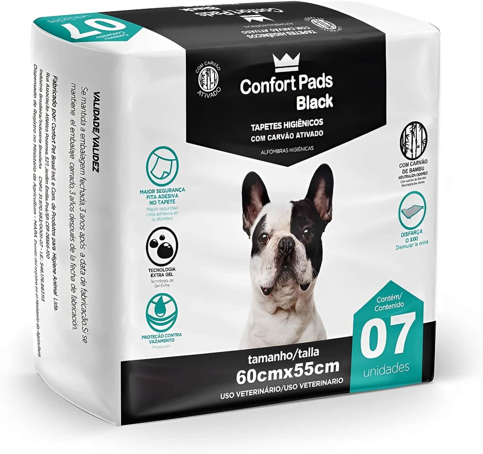 Tapete Higiênico Confort Pads Black (60cm x 55cm - 7 unidades)