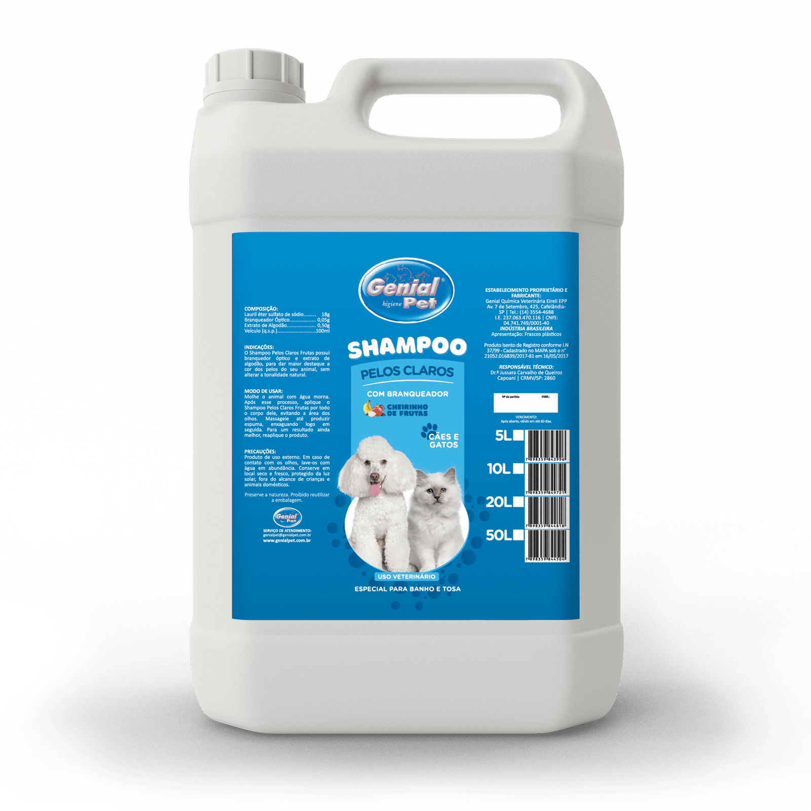 Shampoo Pelos Claros Frutas Genial Pet (5 Litros)