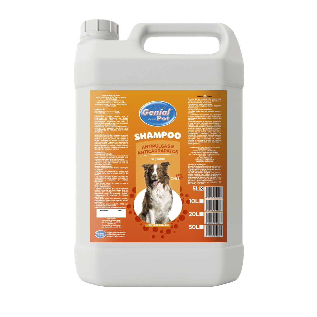 Shampoo Anti Pulgas Genial Pet (5 Litros)