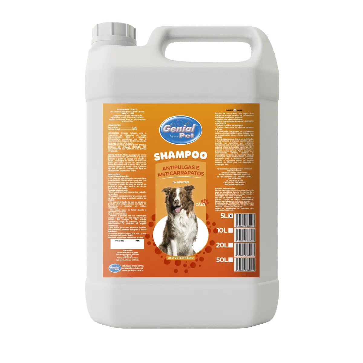 Shampoo Anti Pulgas Genial Pet (5 Litros)