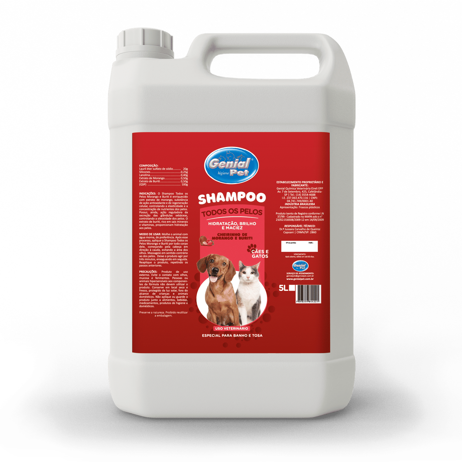 Shampoo Morango e Buriti Genial Pet (5 Litros)