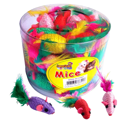 Brinquedo Pote Mini Ratinhos Penacho (36 unidades)