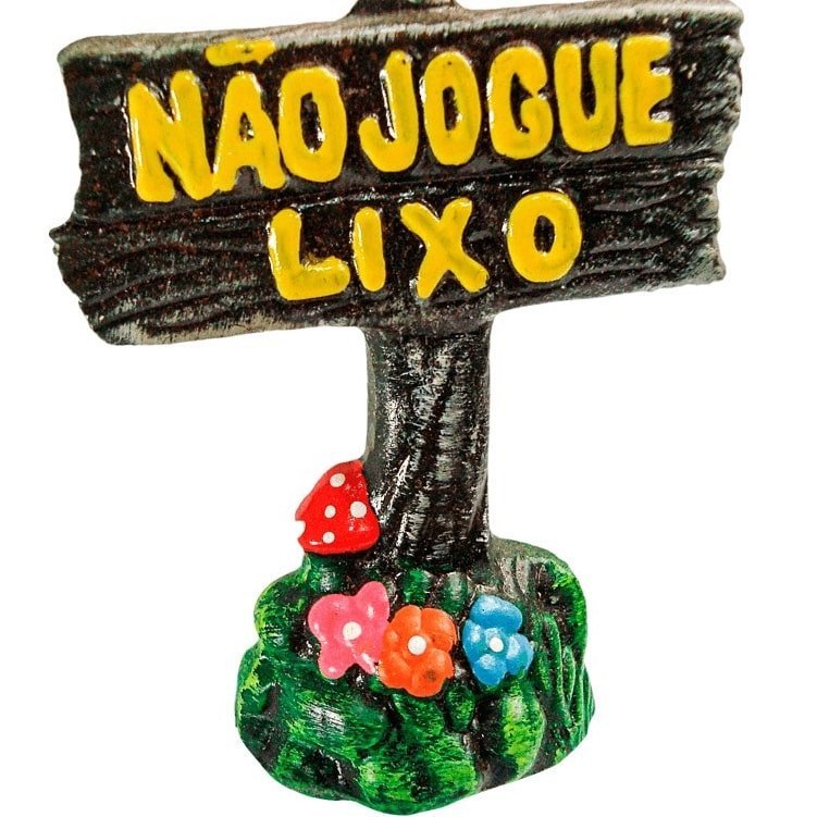 Enfeite Placa Não Jogue Lixo | 6cm x 9,5cm